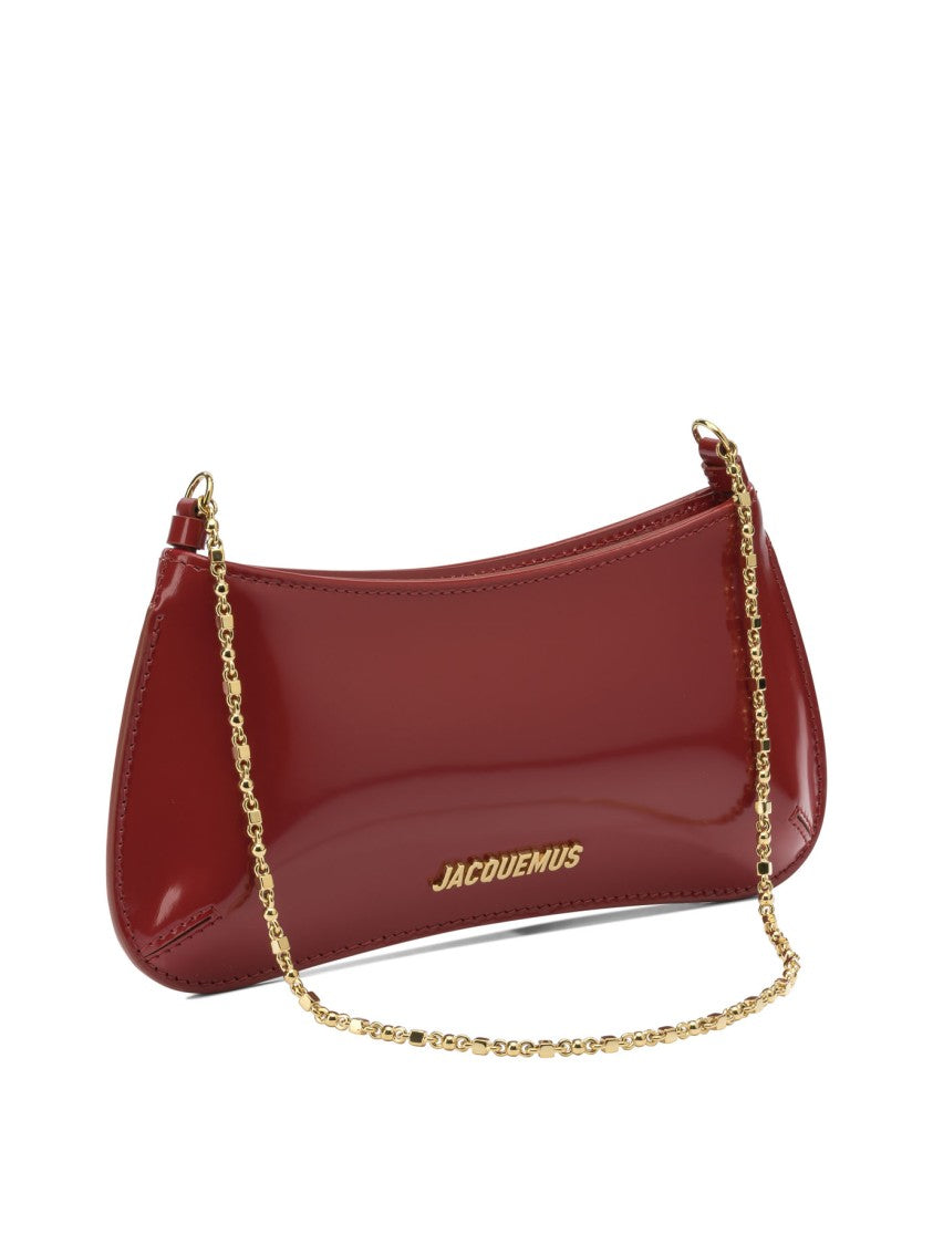 Jacquemus Leather Shoulder Bag With Gold Chain Strap