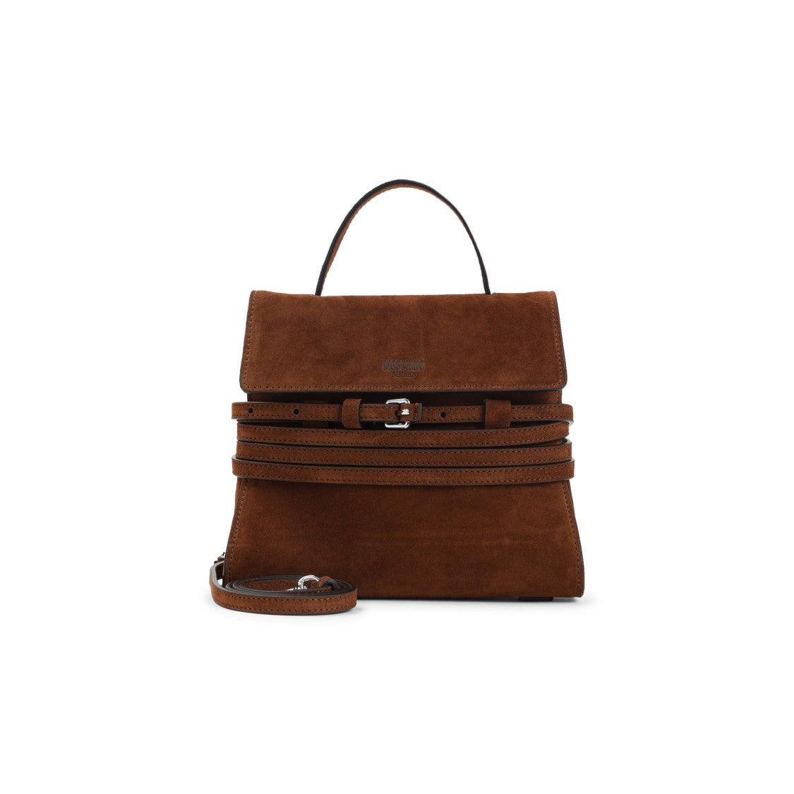 Moschino Structured Suede Leather Handbag