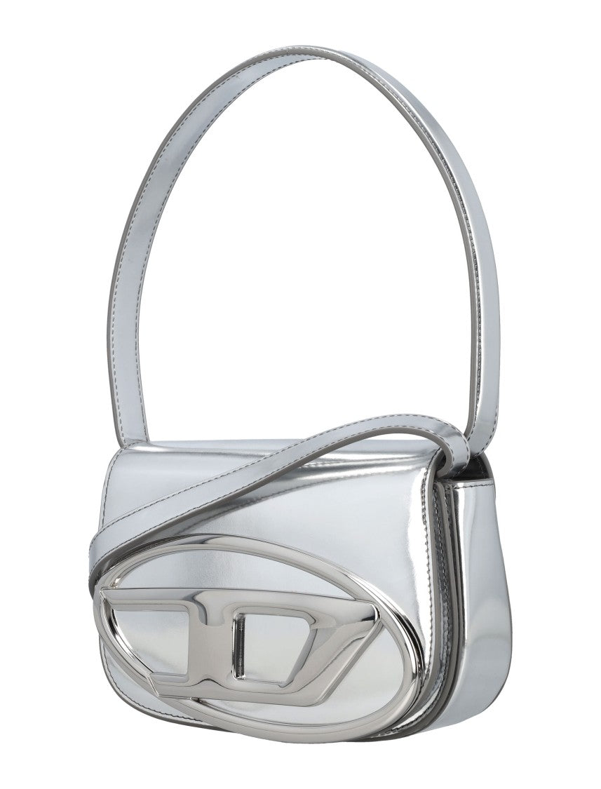 Diesel Oval Metallic Shoulder Bag With Adjustable Strap And Signature Logo