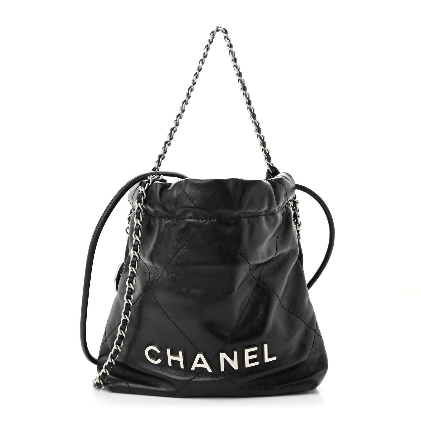Shiny Calfskin Quilted Mini Chanel 22 Black