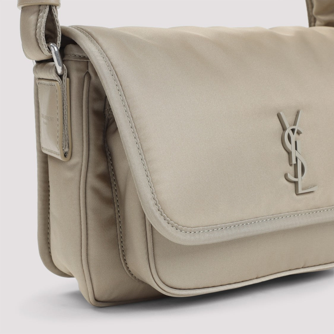 Saint Laurent Padded Nylon Shoulder Bag With Flap Closure