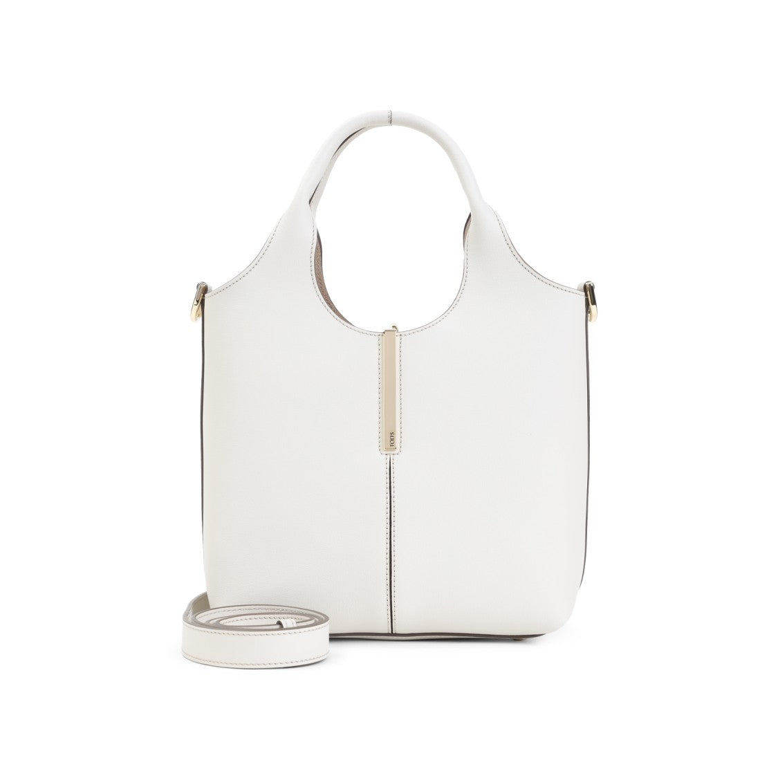 Tod's Structured White Calf Leather Shoulder Bag