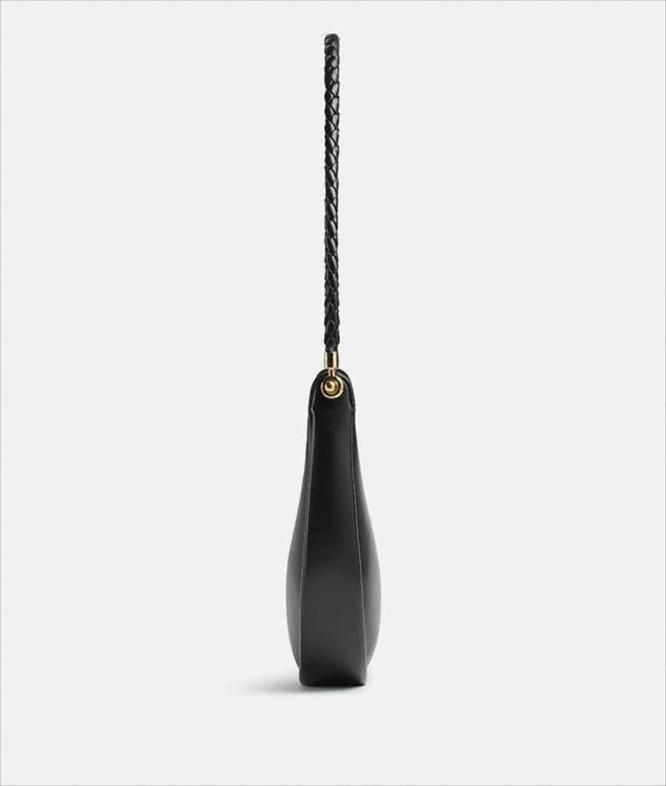 Bottega Veneta Crescent-Shaped Black Leather Shoulder Bag