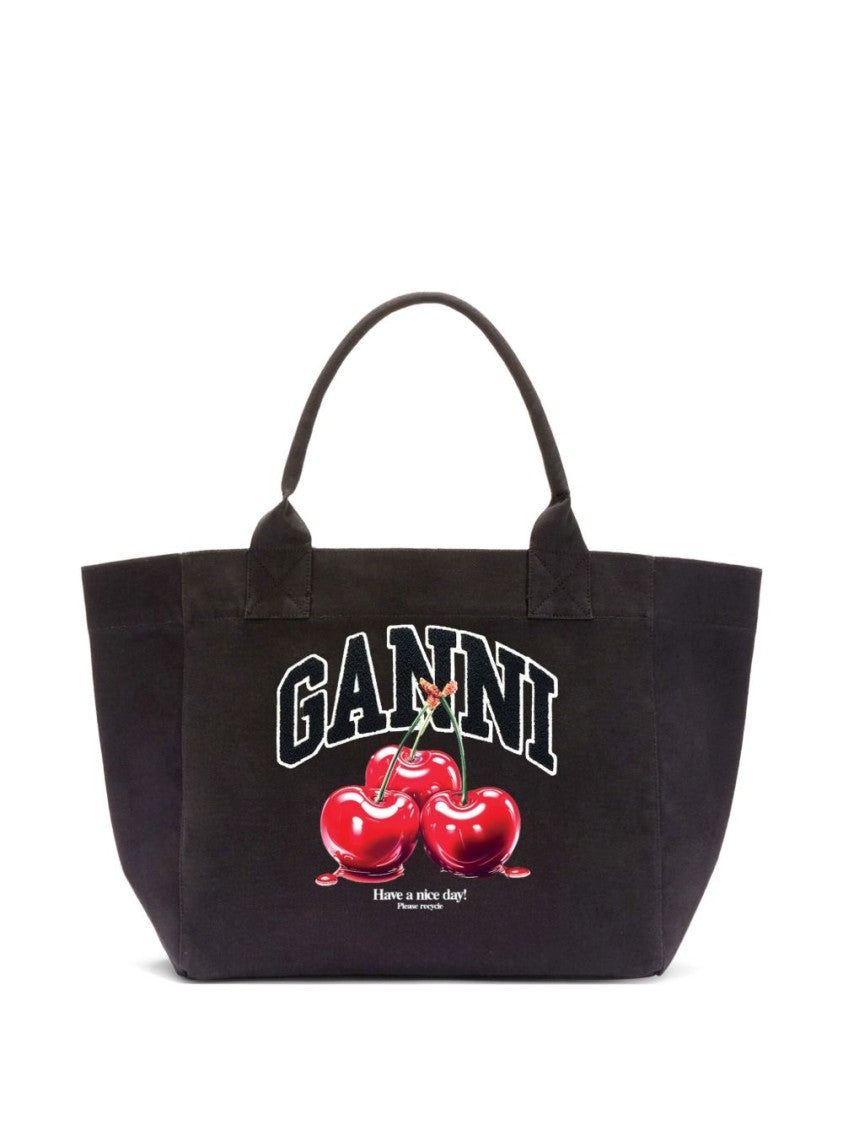 Ganni Spacious Black Tote Bag