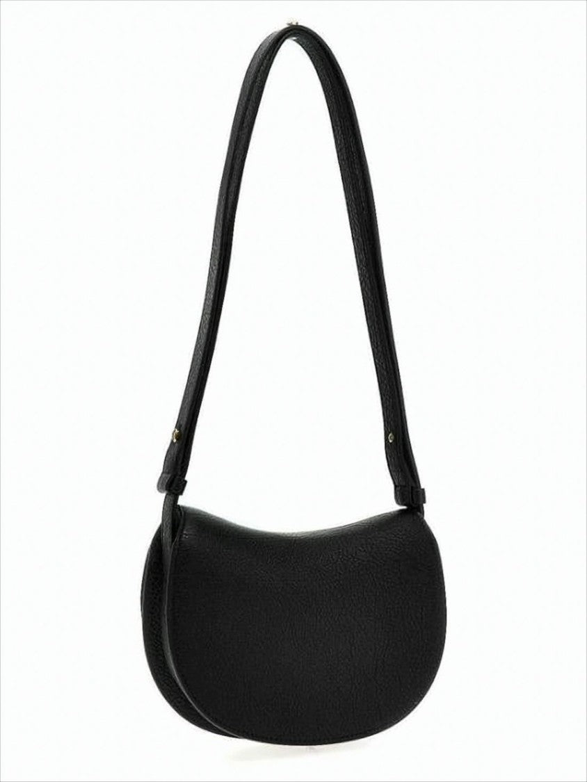 Burberry Curved Black Cowhide Leather Shoulder Bag