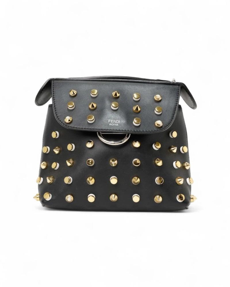 Fendi Mini Borchie Nera Backpack With Distinctive Studded Accents