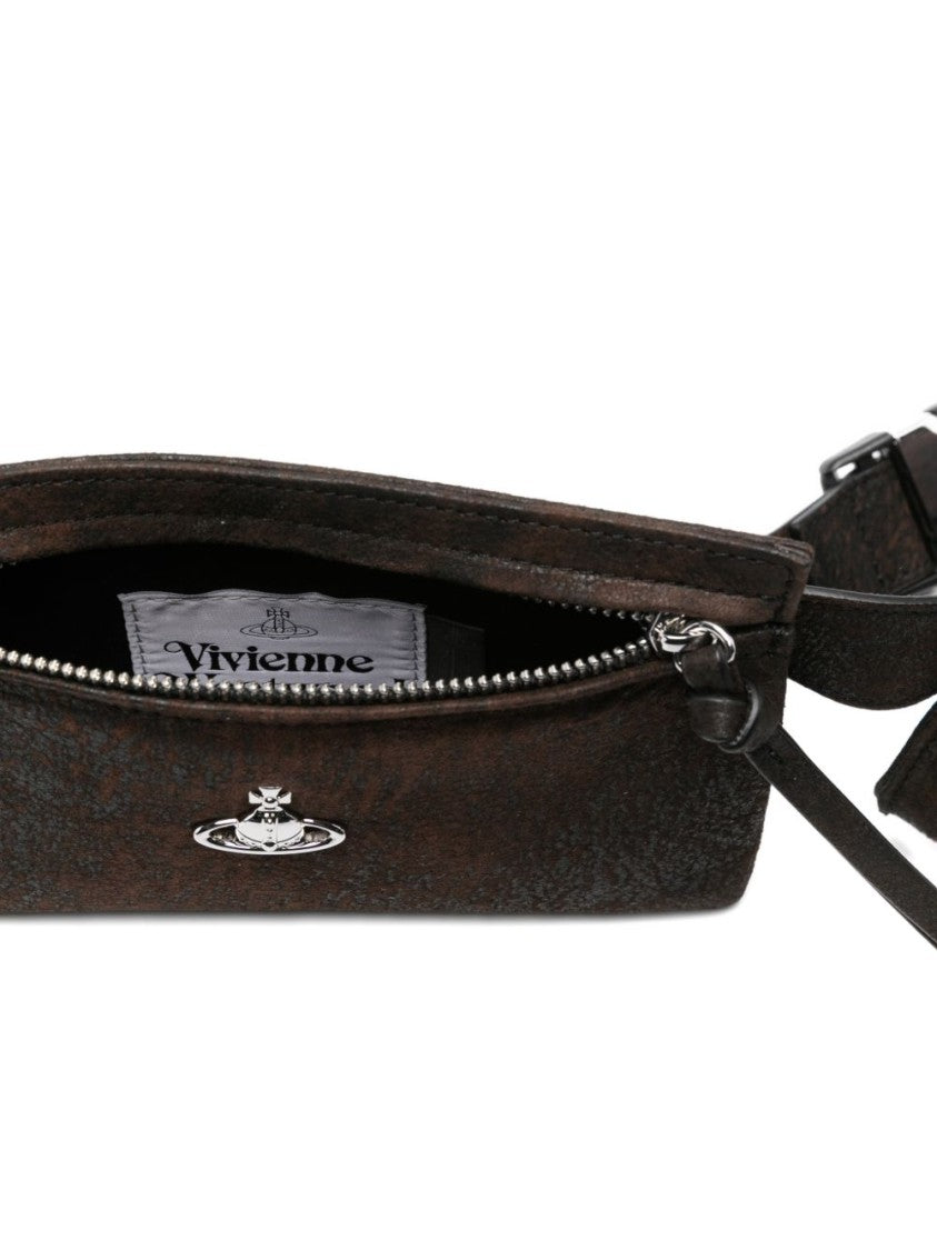 Vivienne Westwood Brown Logo Zip Bag