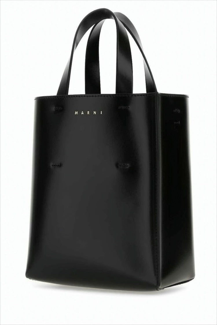Marni Structured Black Leather Tote Bag