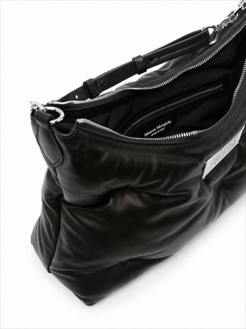Maison Margiela Padded Leather Shoulder Bag With Silver Chain Detail