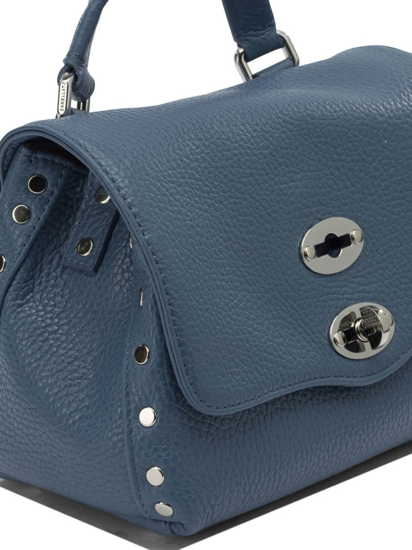 Zanellato Textured Leather Handbag With Flap Closure
