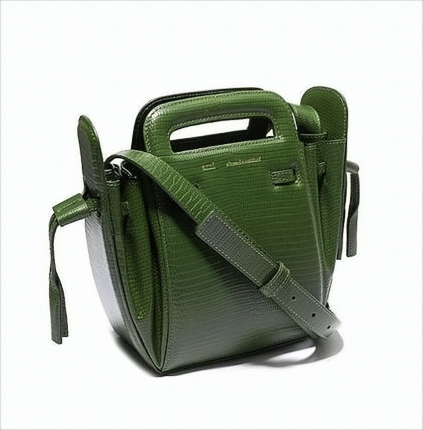 Ami Paris Structured Textured Leather Crossbody Bag