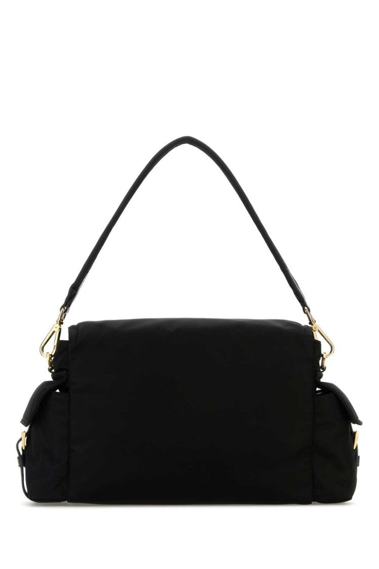 Prada Nappa Leather Tote Bag With Flap Closure And Gold-Tone Accents