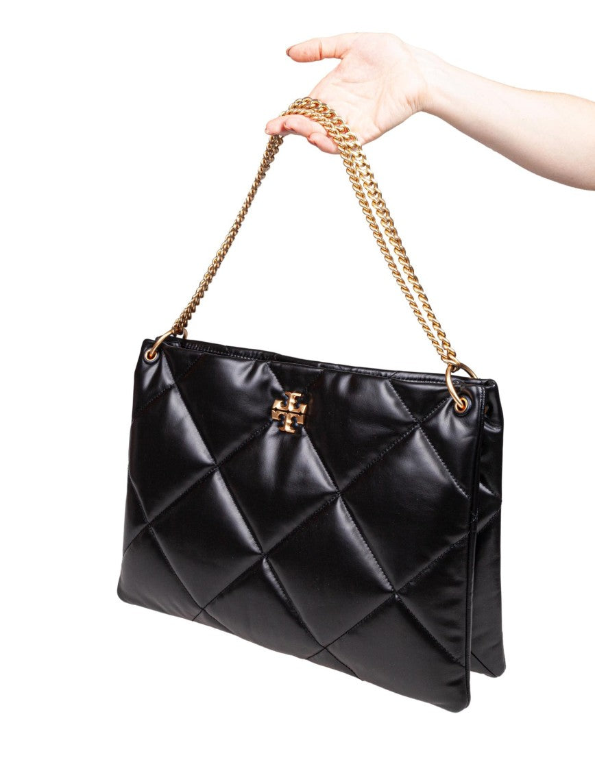 Tory Burch Black Kira Diamond Quilt Leather Shoulder Bag