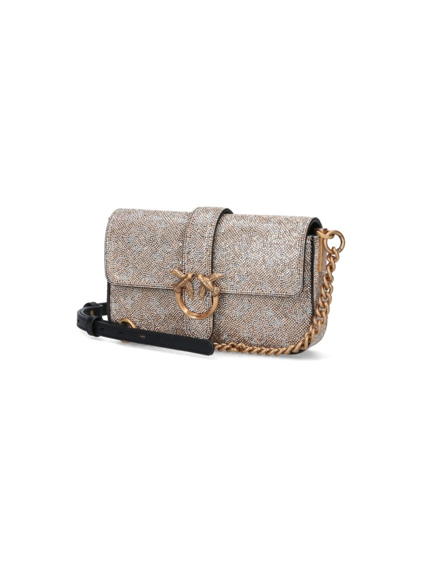 Pinko Mini “Love One Slouchy Baby” Bag – Gold