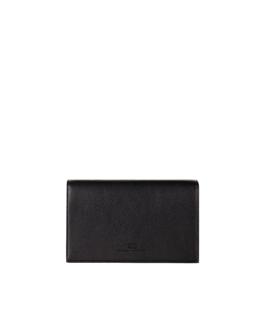 Elisabetta Franchi Compact Black Shoulder Bag With Gold-Tone Logo Plaque