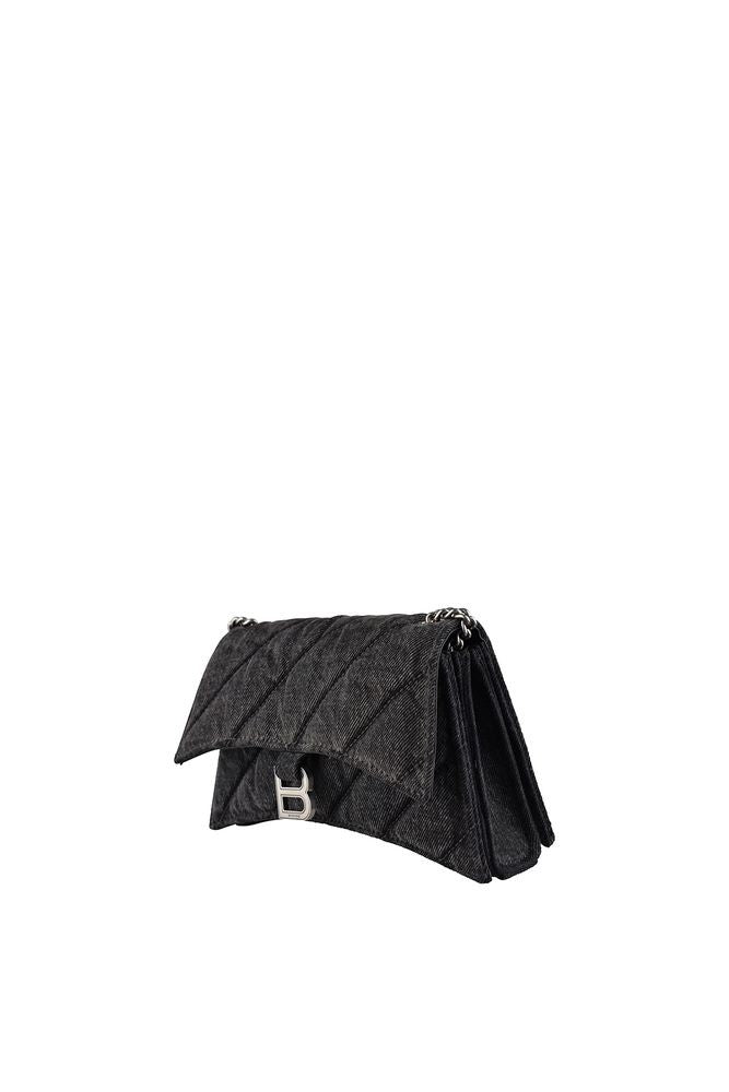 Balenciaga Faded Black Quilted Denim Crush Chain Xs Bag