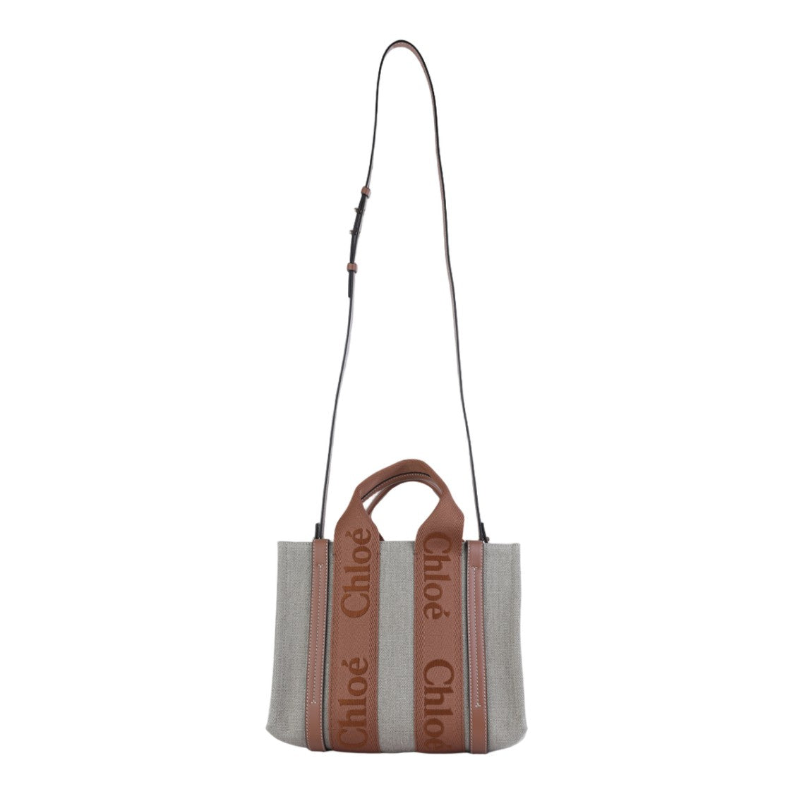 Chloé Textured Grey Tote Bag With Embroidered Straps