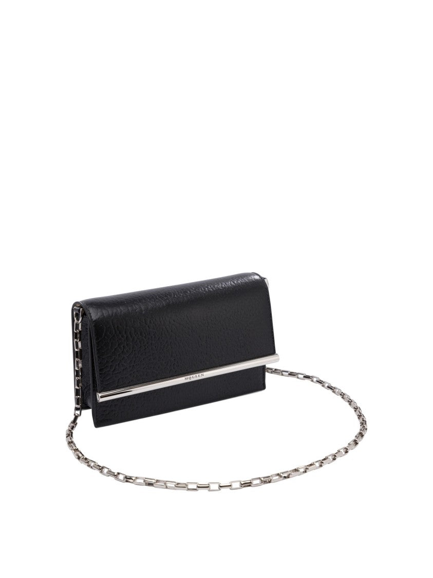 Alexander Mcqueen Textured Black Lamb Leather Clutch