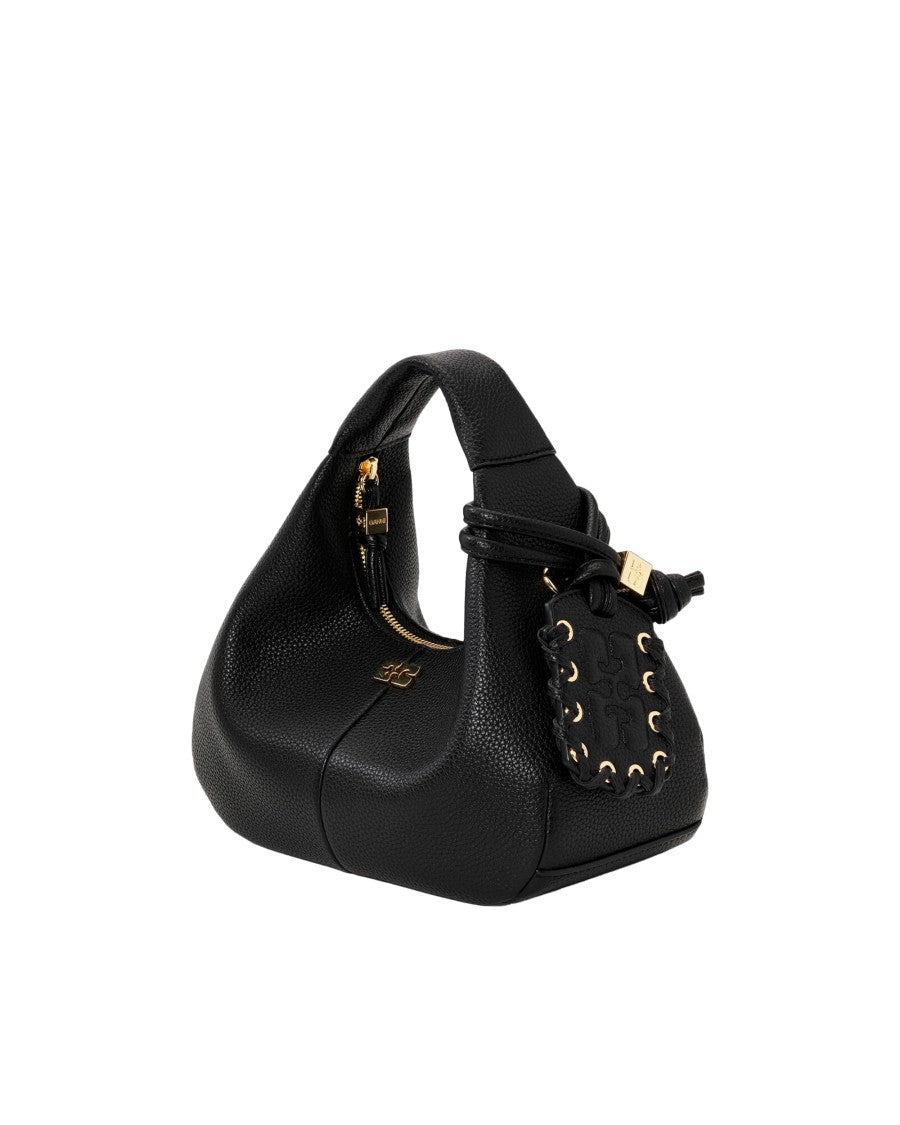 Ganni Mini Hobo Handbag In Black