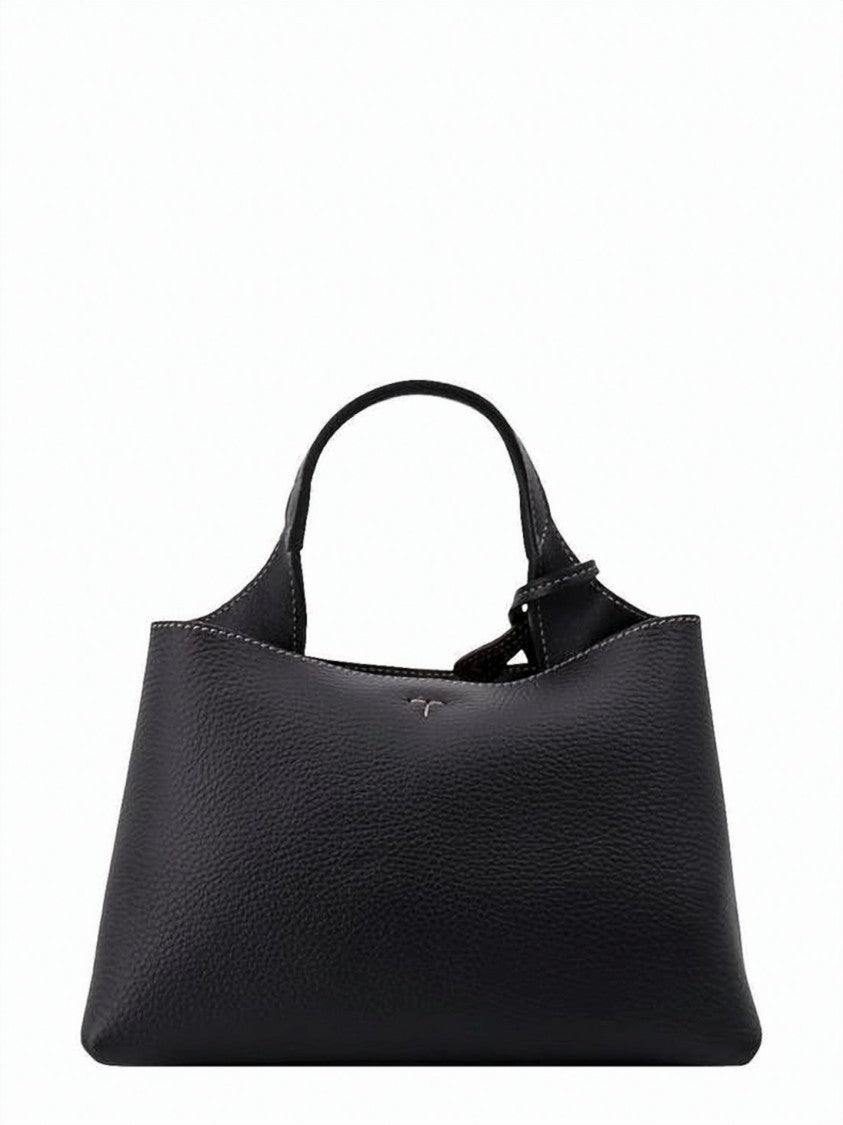 Tod's Textured Calf Leather Tote Bag With Embossed Logo
