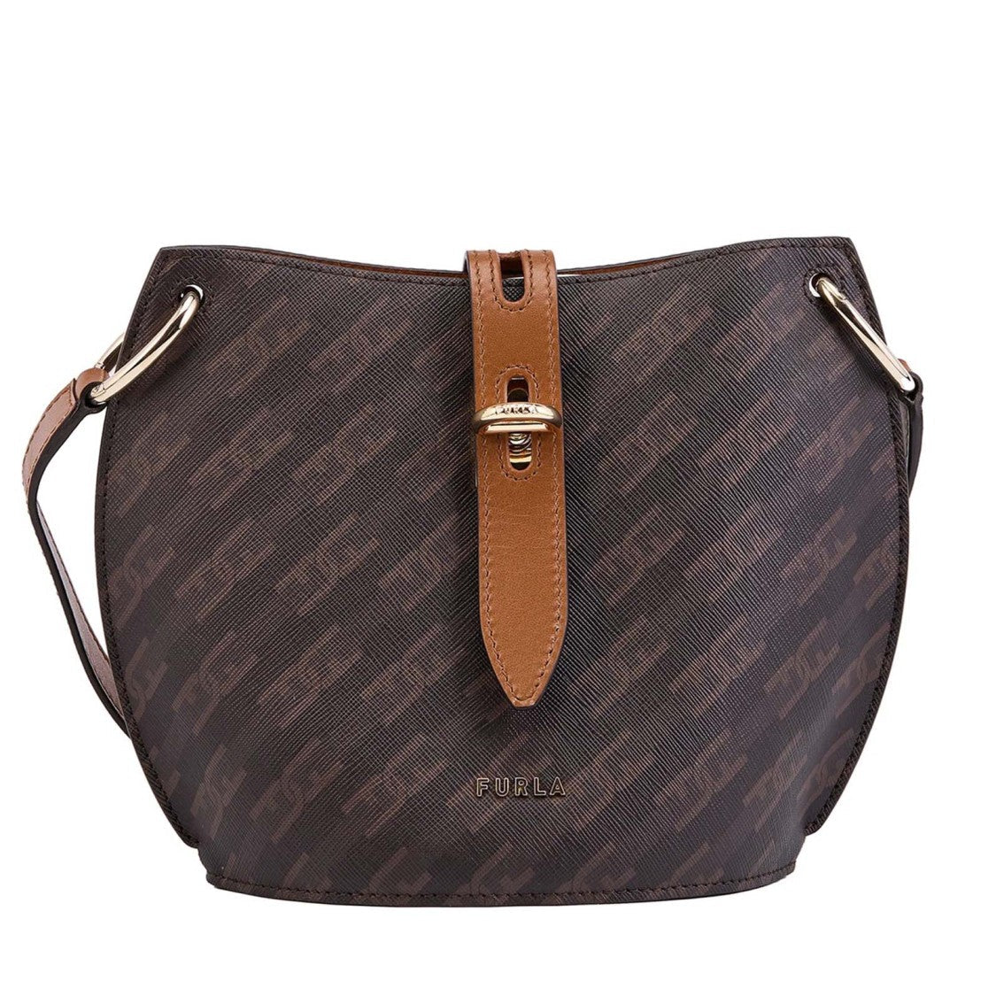 Furla Structured Black Logo-Pattern Furla Bag