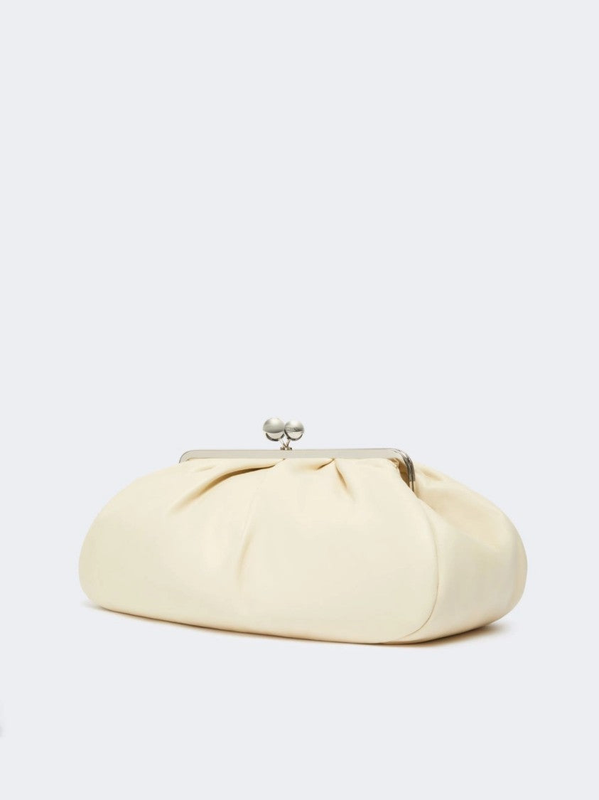 Max Mara Ivory Gathered Leather Shoulder Bag