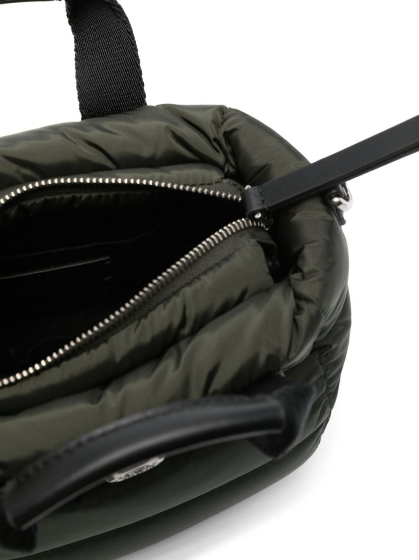 Moncler Quilted Khaki Handbag With Adjustable Shoulder Strap
