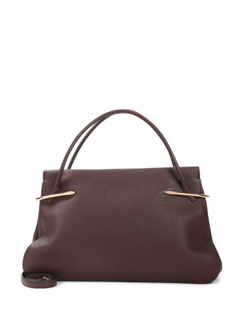 Givenchy Textured Brown Handbag With Gold-Tone Accents