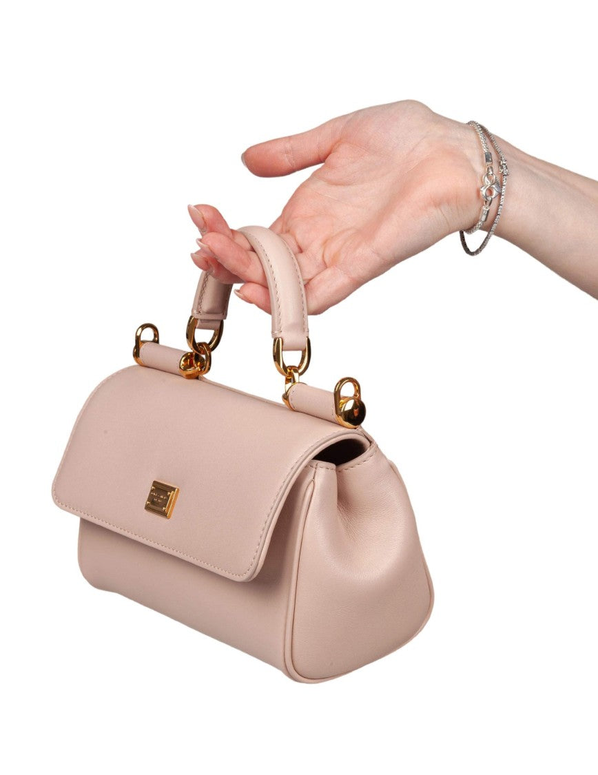 Dolce & Gabbana Sicily Handbag In Nude Leather