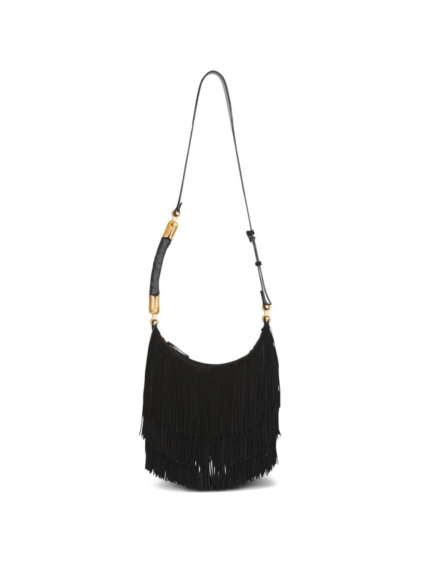 Balmain Fringe-Detail Suede Bag With Adjustable Strap