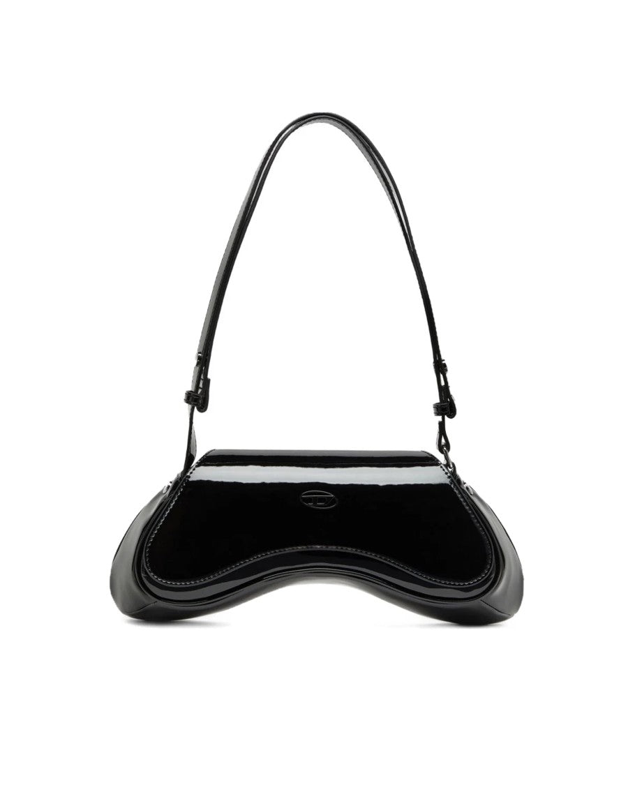 Diesel Curved Black Shoulder Bag With Finish