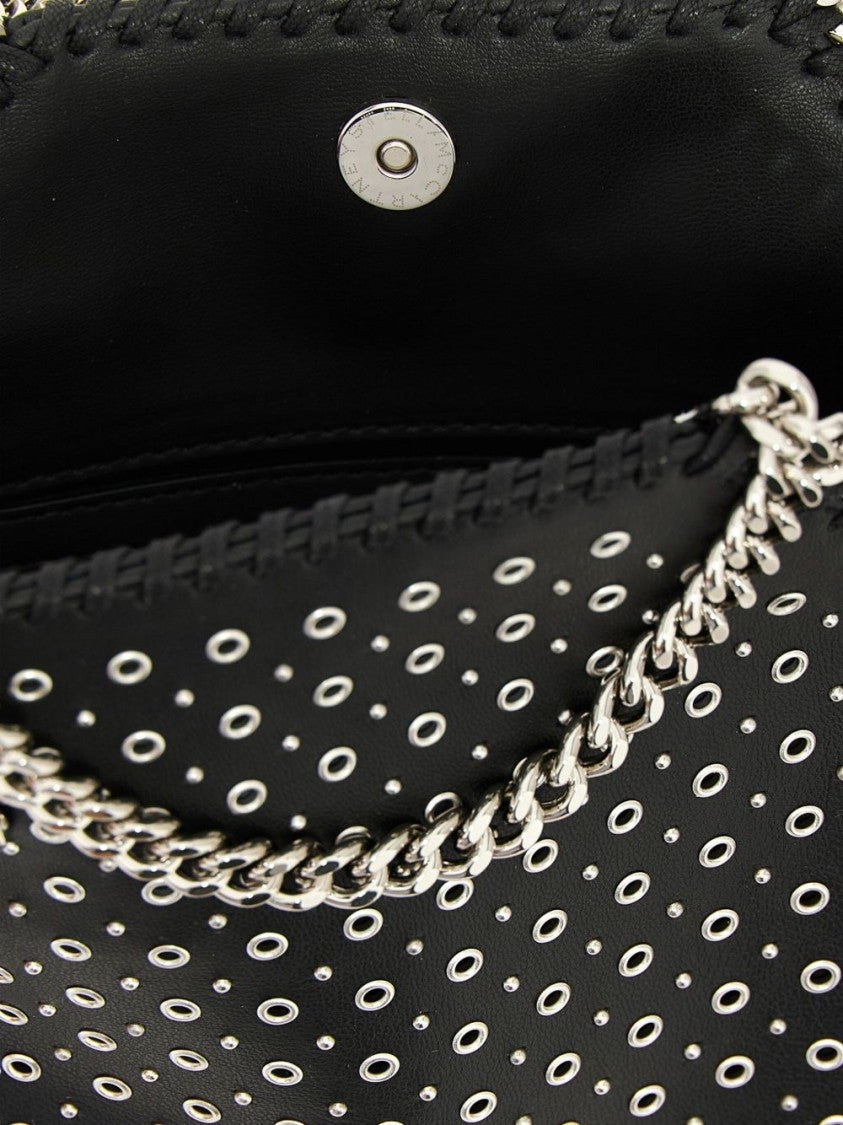 Stella Mccartney Structured Black Handbag With Silver Eyelet Design