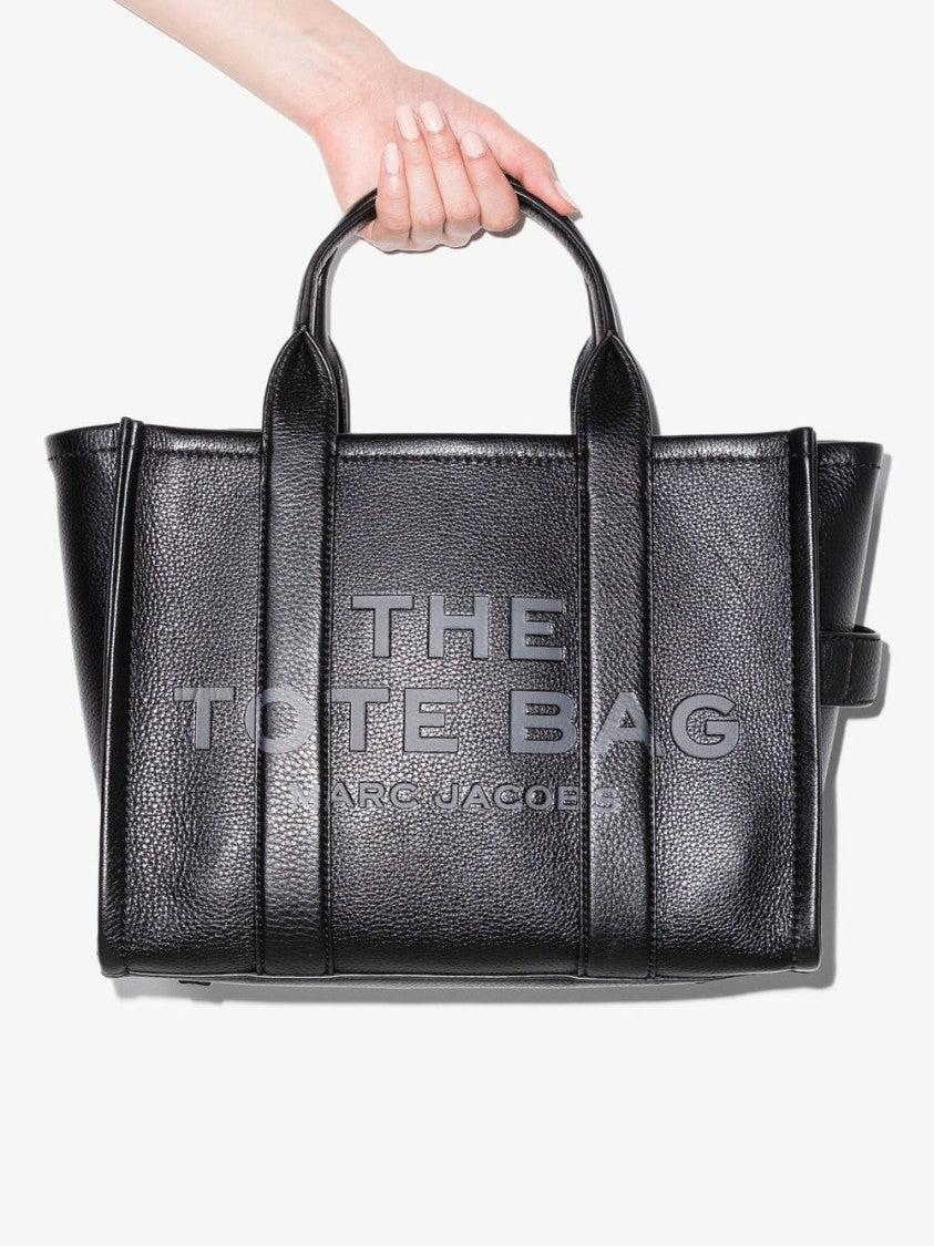Marc Jacobs Structured Black Leather Handbag With Rounded Top Handles