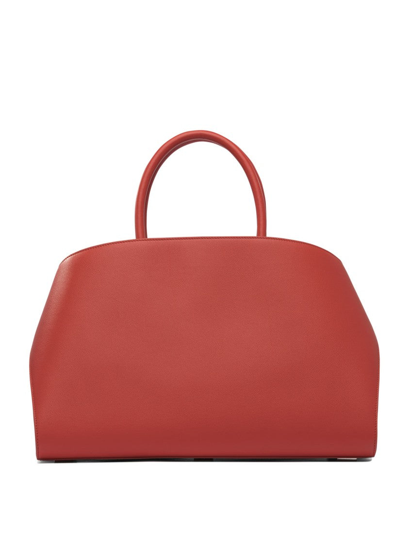 Ferragamo Structured Red Leather Shoulder Bag