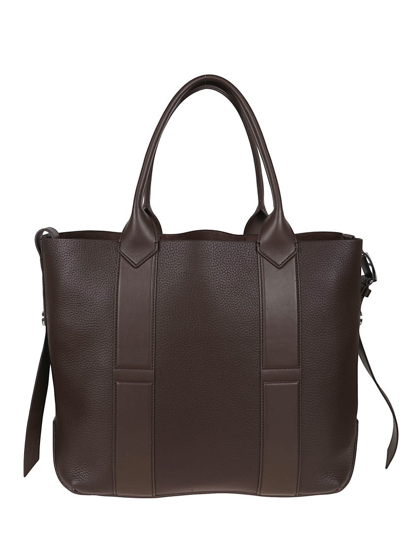 Hogan Structured Brown Leather Shopping Bag
