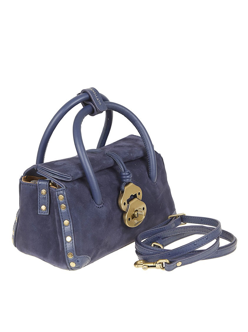 Zanellato Dotta Structured Shoulder Bag In Soft Blue Leather