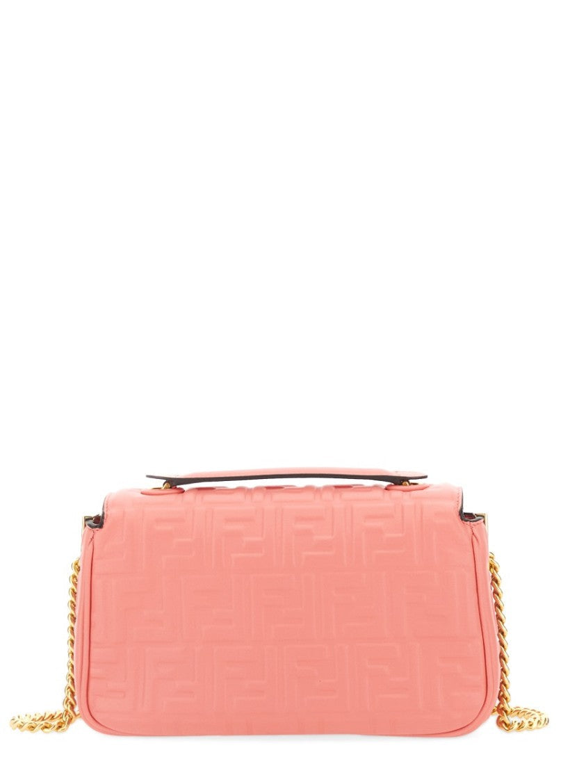 Fendi Textured Leather Midi Bag With Gold-Tone Chain Strap