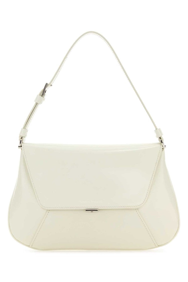 Amina Muaddi Black Leather Ami Shoulder Bag