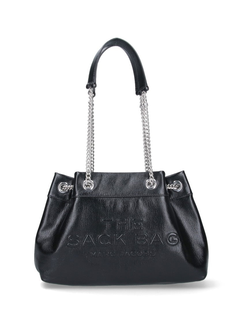 Marc Jacobs Textured Black Handbag With Dual Chain Handles