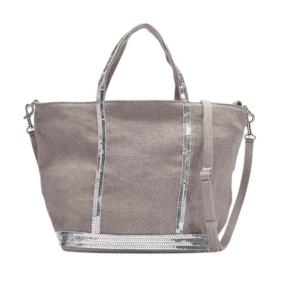 Vanessa Bruno Grey Linen/Sequins Blend Petit Cabas Tote