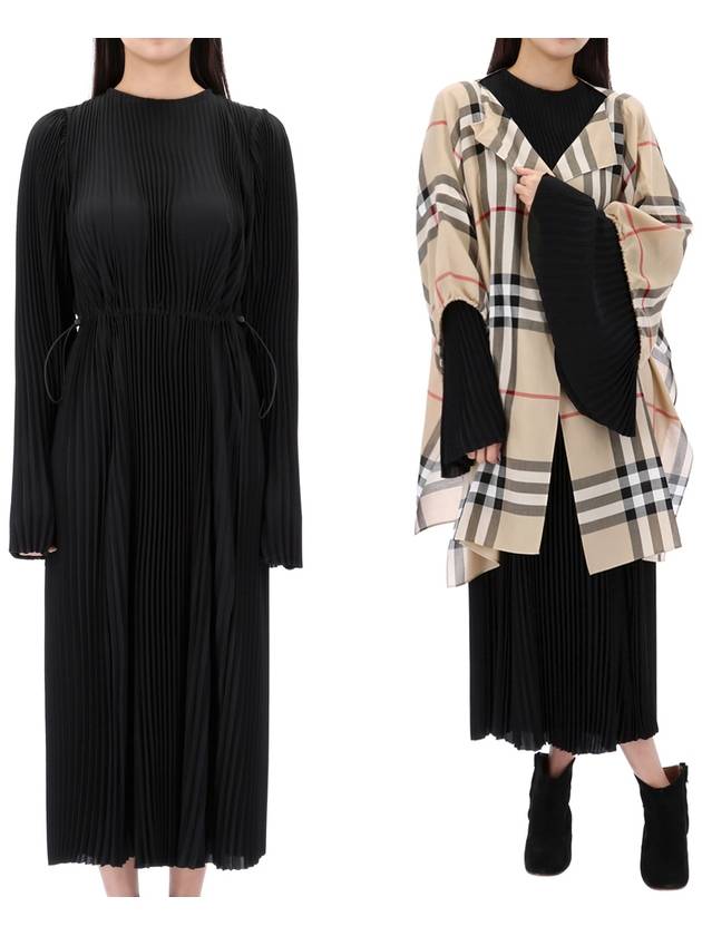 Luxury Balenciaga Trending 2025 Pleated Crepe De Chine Midi Dress Black