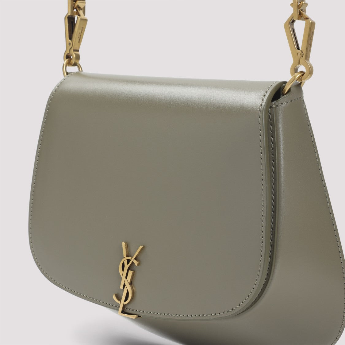 Saint Laurent Green Leather Shoulder Bag With Gold-Tone Hardware Emblem