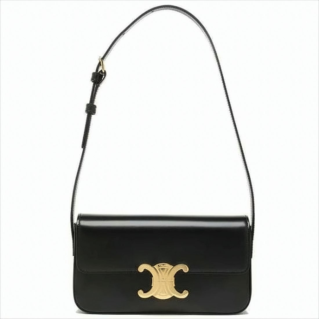 Celine Sleek Black Leather Shoulder Bag