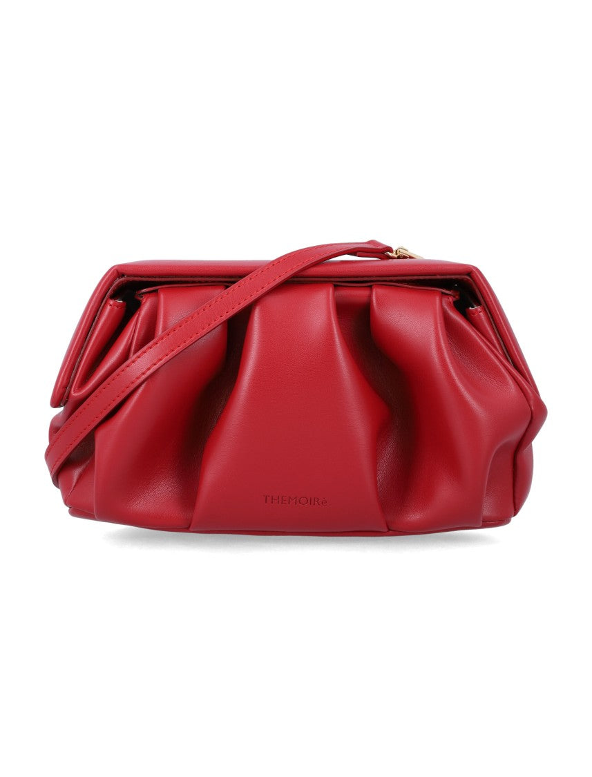 Themoirè Sculptural Pleated Red Vegan Leather Athena Pochette