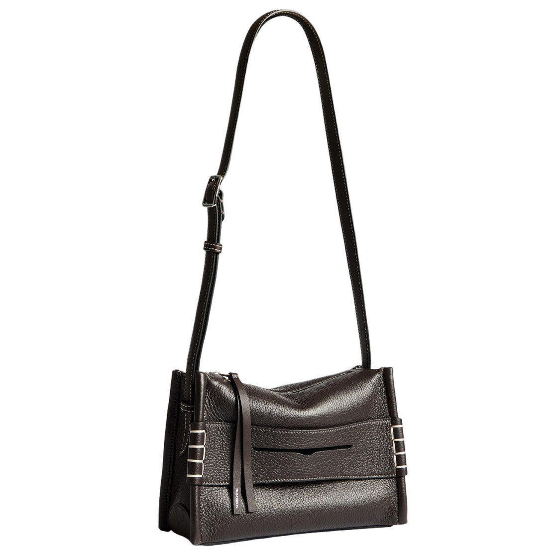 J. W. Anderson Hammered Leather Dark Brown Shoulder Bag