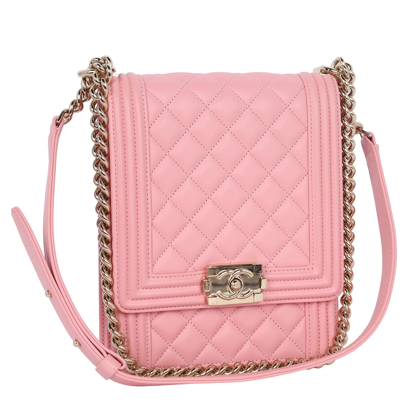 North South Boy Flap Bag Quilted Calfskin Medium