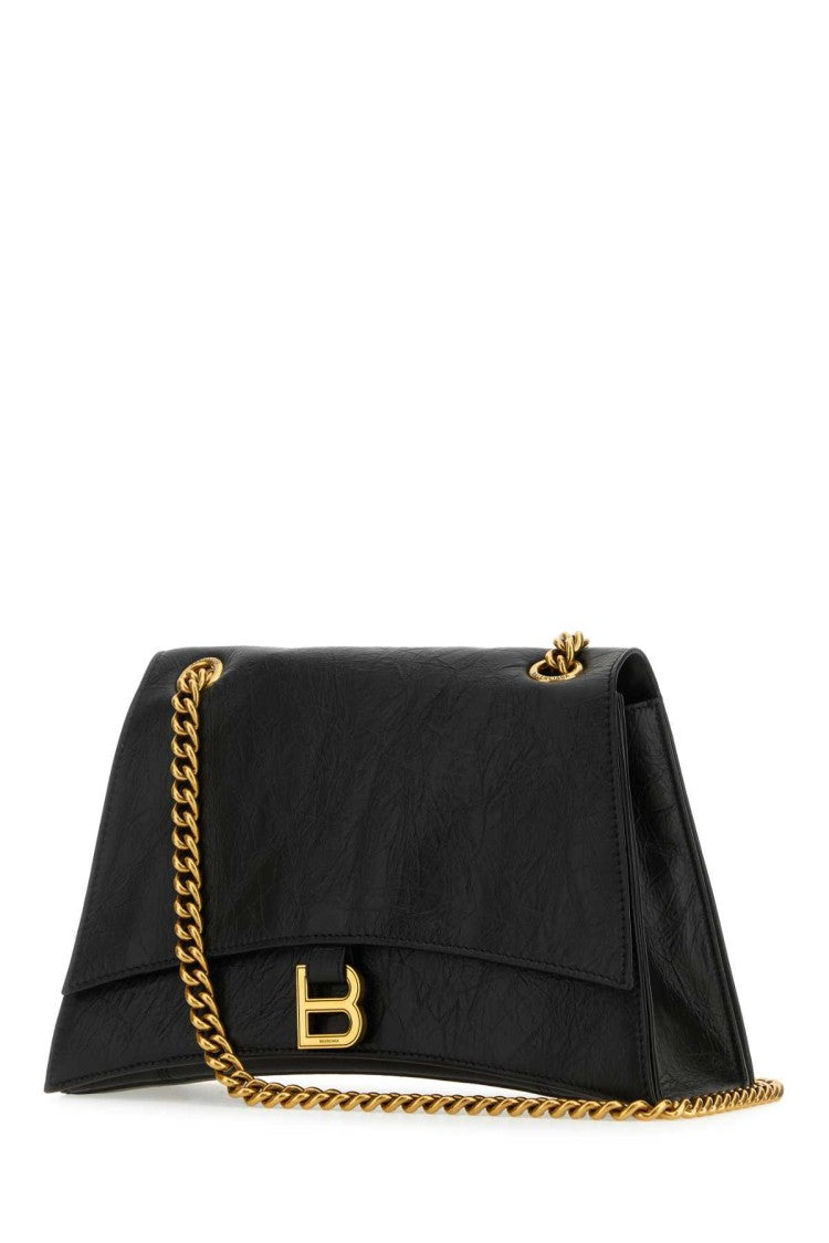 Balenciaga Black Leather Crush M Shoulder Bag