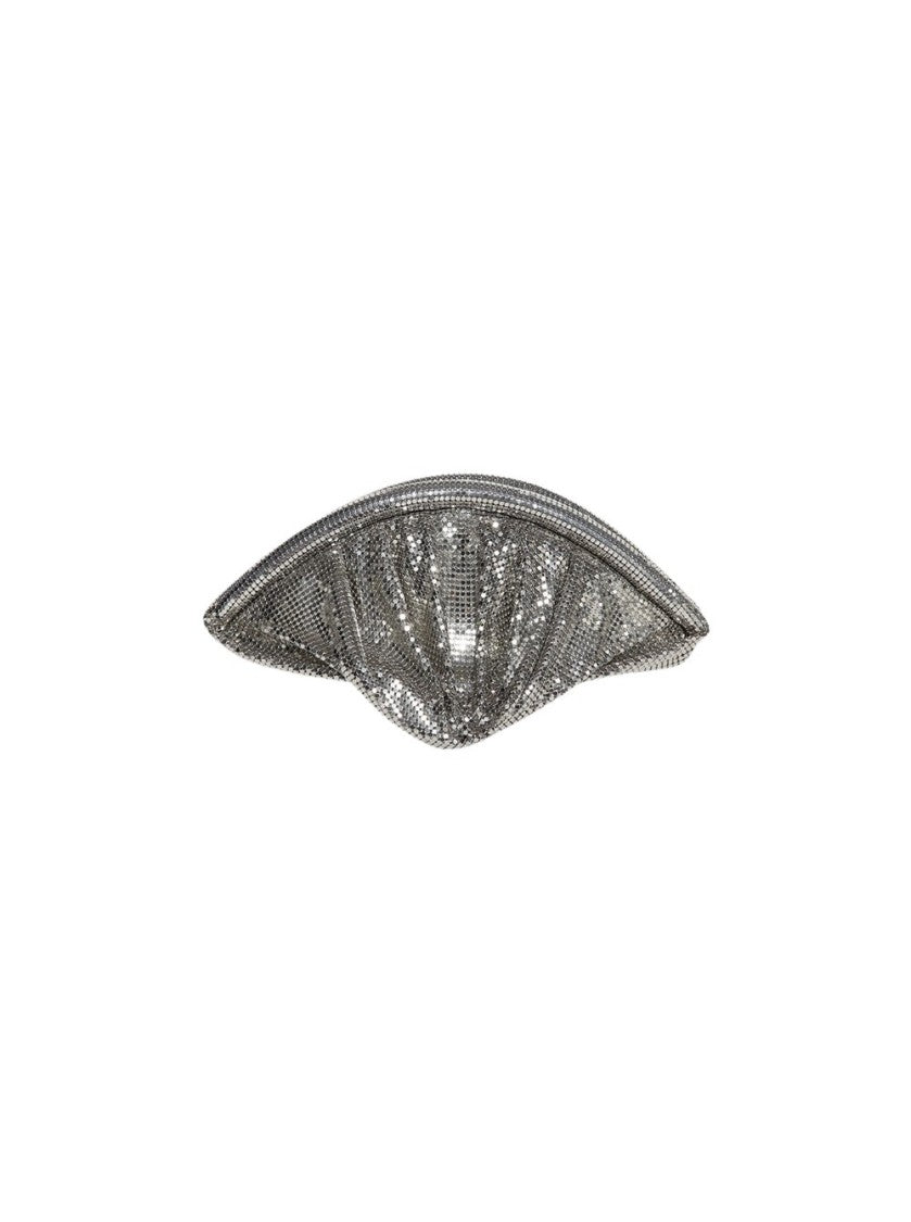 Rabanne Mesh Pochette Medium Evening Clutch Silver
