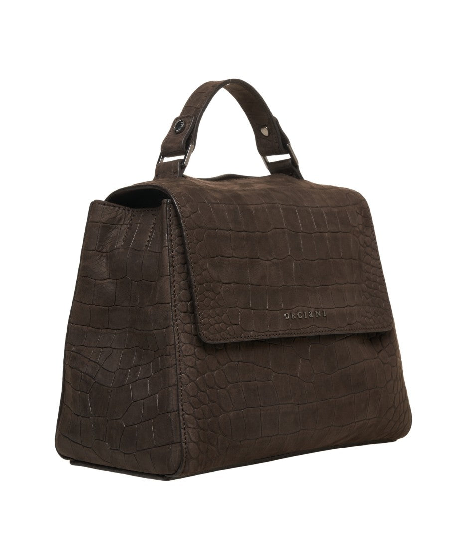 Orciani Crocodile-Effect Leather Handbag With Magnetic Closure