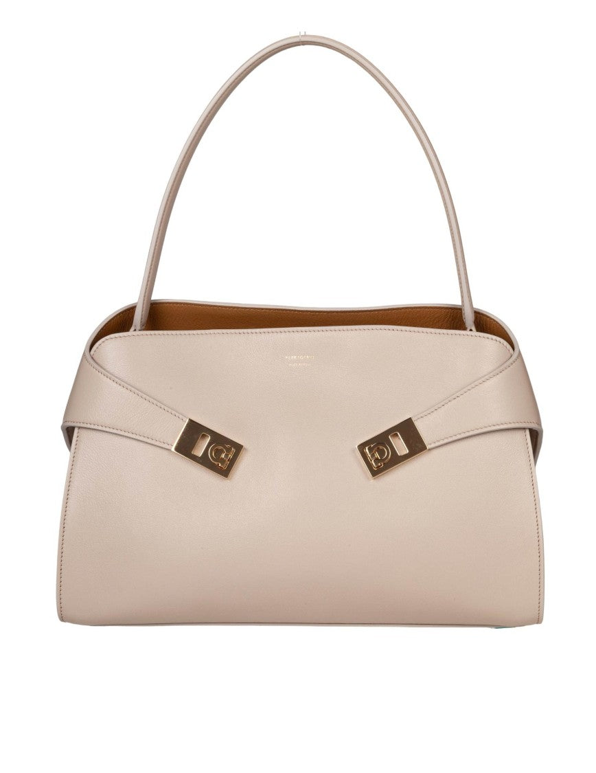 Salvatore Ferragamo Hug Sh Leather Shoulder Bag, Stone Color